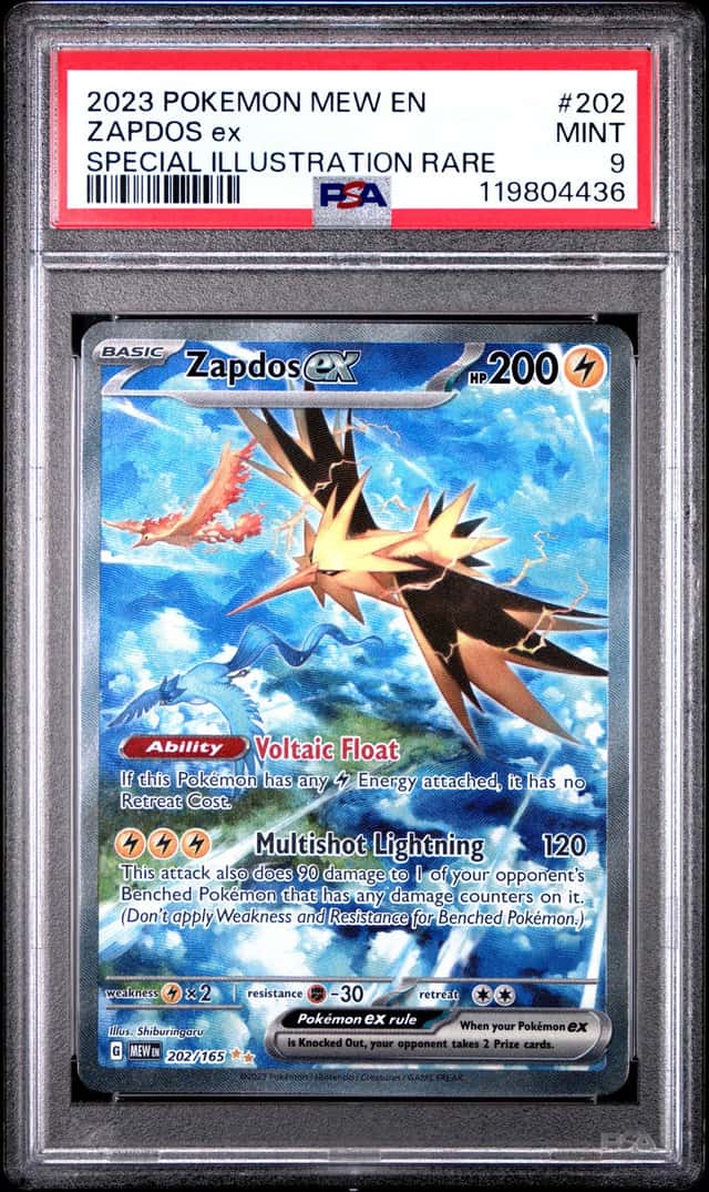 Zapdos EX 202/165 Special Illustration Rare 151 Pokemon PSA 9 *436
