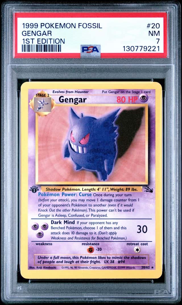 Pokemon TCG Fossil Gengar 20/62 non holo 1st Edition 1999 PSA 7 