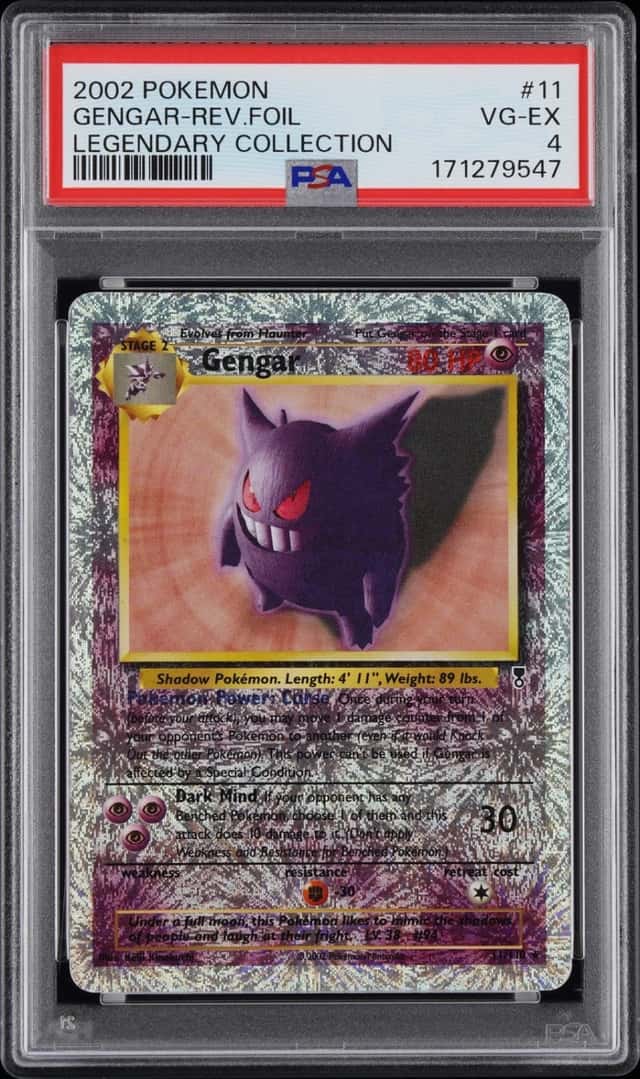 2002 POKEMON LEGENDARY COLLECTION #11 GENGAR-REVERSE FOIL PSA 4