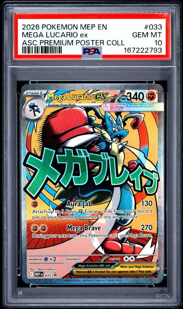 2026 POKEMON MEP EN-ME BLACK STAR PROMO #033 MEGA LUCARIO EX PSA 10