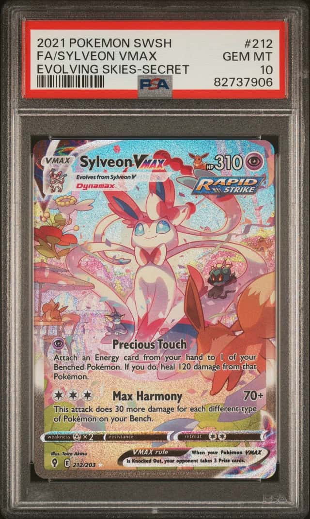 2021 Pokemon SWSH Evolving Skies #212 FA/Sylveon VMAX PSA 10 GEM MINT