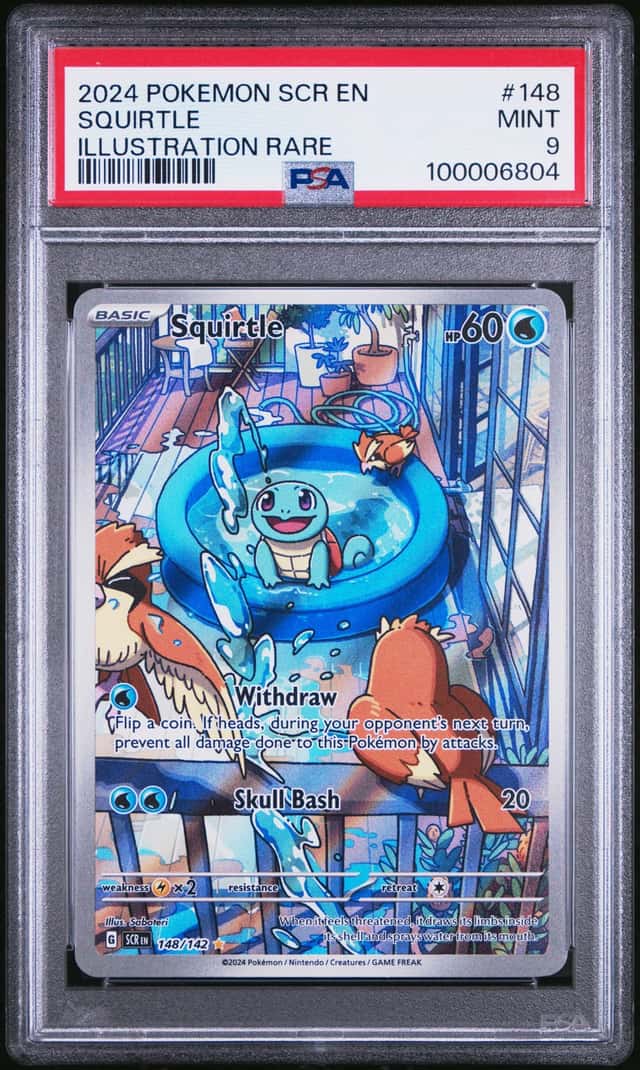 Pokemon 2024 SV07 Stellar Crown Squirtle 148/142 Illustration Rare Holo PSA 9