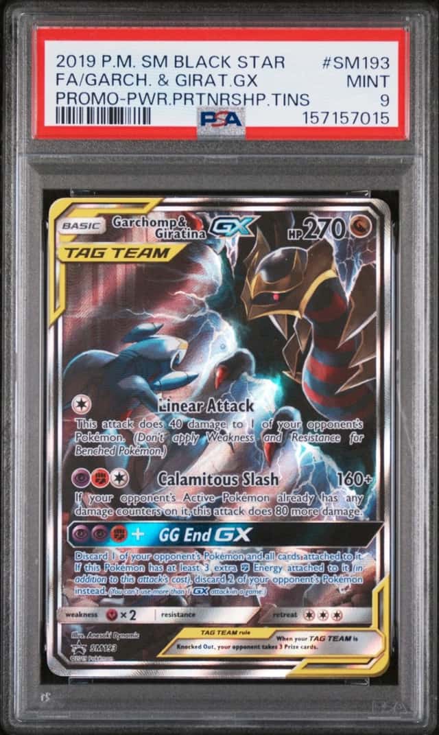 2019 POKEMON SM POWER PARTNERSHIP TINS FULL ART/GARCHOMP & GIRATINA GX PSA 9