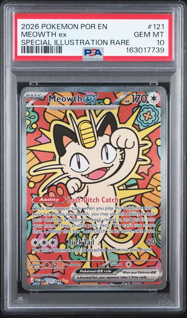 2026 POKEMON POR EN SPECIAL ILLUSTRATION RARE MEOWTH EX #121 PSA 10 GEM MINT