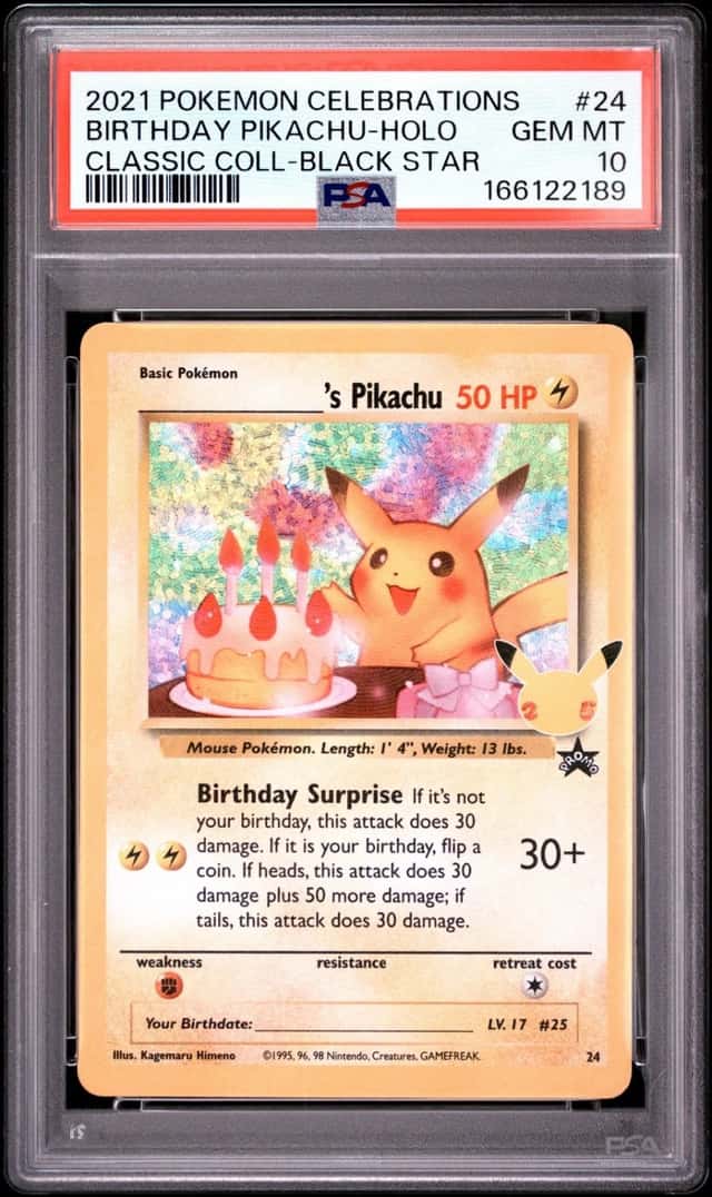 2021 POKEMON CELEBRATIONS CLASSIC COLLECTION #24 BIRTHDAY PIKACHU-HOLO PSA 10
