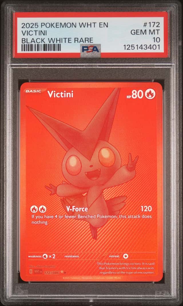 2025 Pokemon White Flare Victini Black and Rare #172/086 PSA 10 GEM MINT