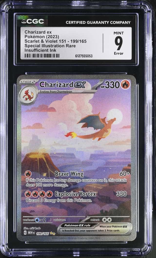 CGC 9- Charizard ex ERROR 199/165 SIR Pokemon 151 Scarlet & Violet English Gem