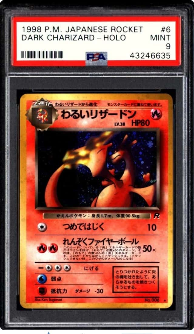 Pokemon 1998 Dark Charizard 6 Holo Team Rocket Japanese PSA 9