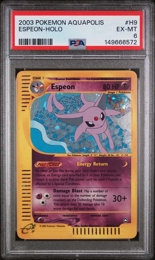 Pokemon 2003 Espeon H9/H32 Holo Aquapolis PSA 6