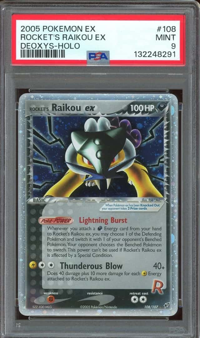 2005 Pokemon EX Deoxys #108 Team Rocket's Raikou ex Holo PSA 9 MINT