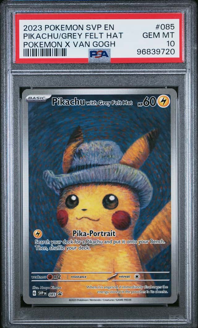 2023 Pokemon SVP EN Pokemon X Van Gogh #085 Pikachu with Grey Felt Hat PSA 10