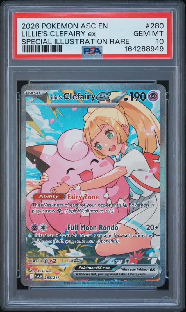 Pokemon 2026 Lillie's Clefairy ex 280/217 SIR Ascended Heroes GEM MINT PSA 10