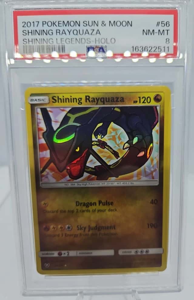 2017 Pokemon Sun & Moon Shining Legends Shining Rayquaza Holo 56/73 PSA 8