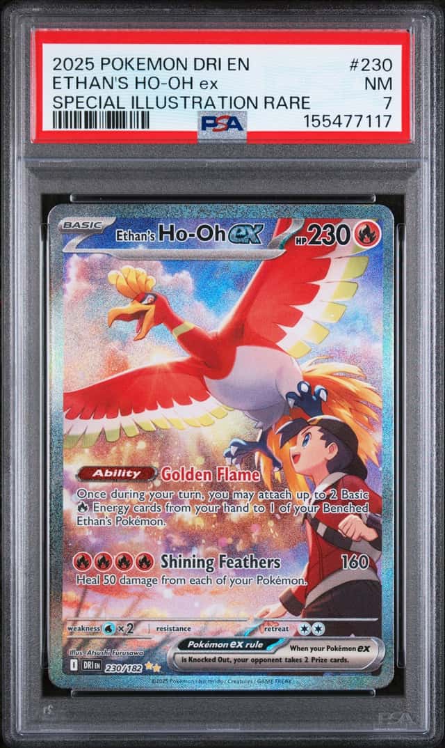 Pokemon, Destined Rivals, Ethan's Ho-Oh ex Card #230/182, PSA 7