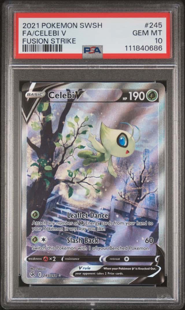 2021 Pokemon SWSH Fusion Strike #245 FA Celebi V PSA 10 GEM MINT