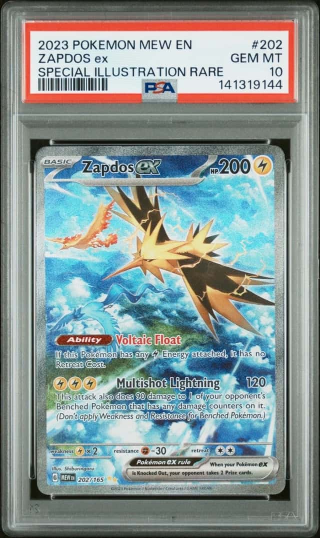 2023 POKEMON MEW EN-151 SPECIAL ILLUSTRATION RARE #202 ZAPDOS EX PSA 10