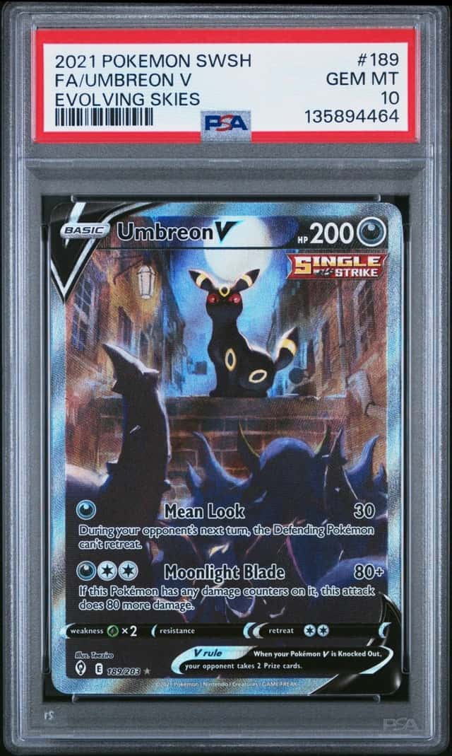 2021 POKEMON SWORD & SHIELD EVOLVING SKIES #189 FULL ART/UMBREON V PSA 10