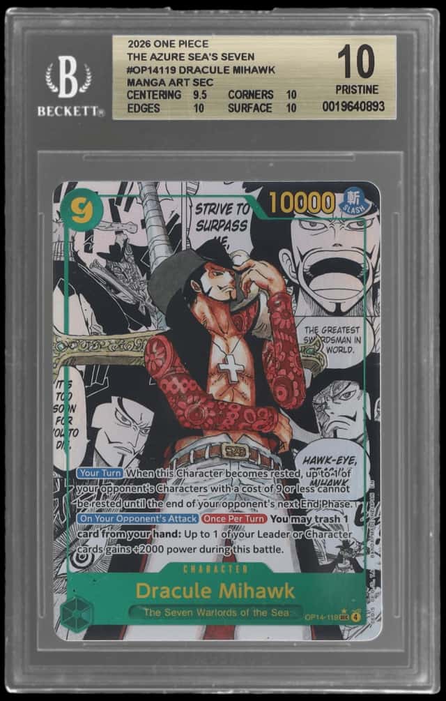 2026 One Piece the Azure Sea's Seven Manga Alternate Art Dracule Mihawk #OP14-119