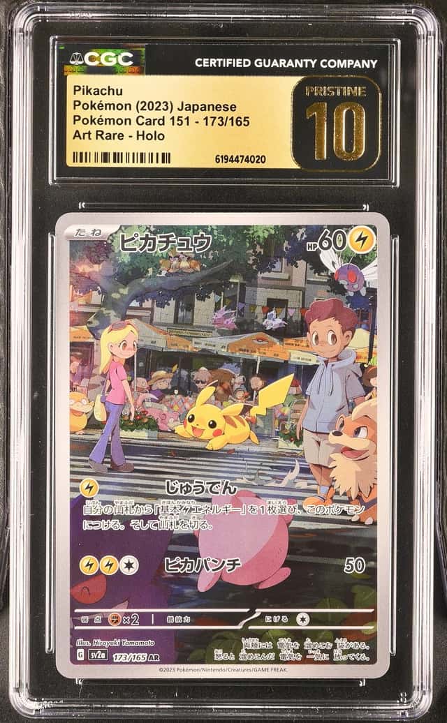 2023 Pokemon Japanese Scarlet & Violet 151 AR Pikachu #173 CGC 10 PRISTINE