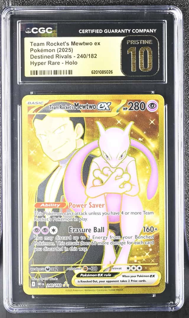 2025 Pokemon SV Destined Rivals Gold Rare Team Rocket's Mewtwo EX #240 CGC 10 PRISTINE