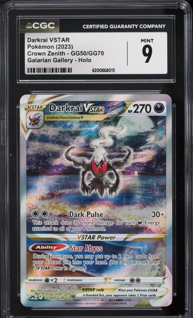 2023 Pokemon Sword & Shield Crown Zenith Alt Art Darkrai VSTAR #GG50 CGC 9 MINT