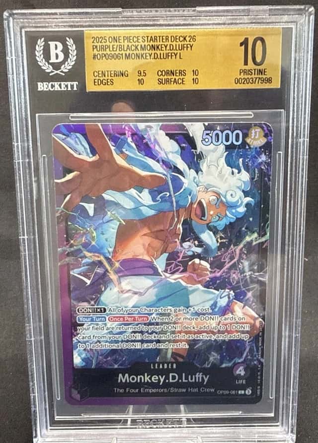 BGS 10 Pristine 2025 One Piece TCG Monkey.D.Luffy ST26 OP09-061 Leader