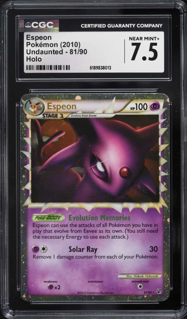 2010 Pokemon HeartGold & SoulSilver Undaunted Holo Espeon #81 CGC 7.5 NRMT+