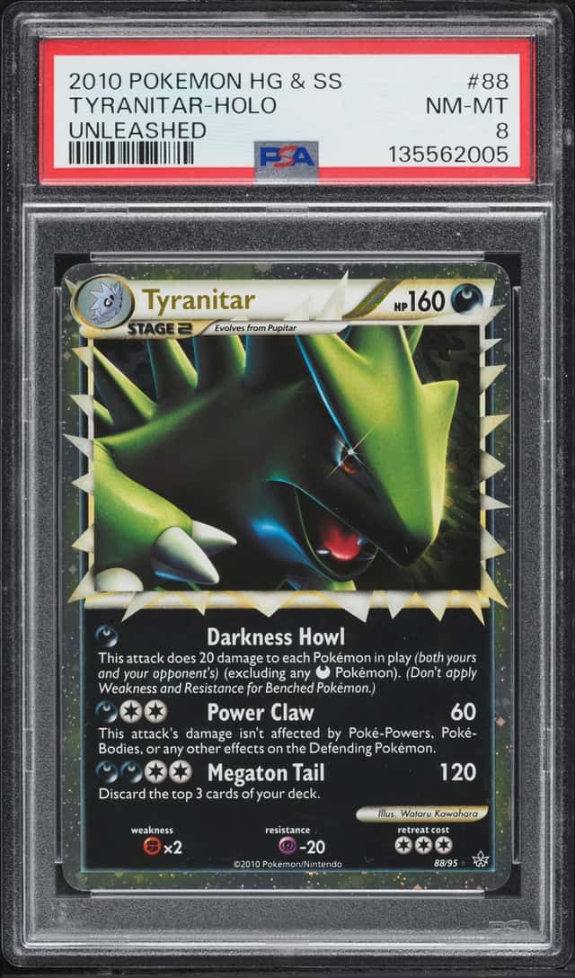 2010 Pokemon HeartGold & SoulSilver Unleashed Holo Tyranitar #88 PSA 8 NM-MT