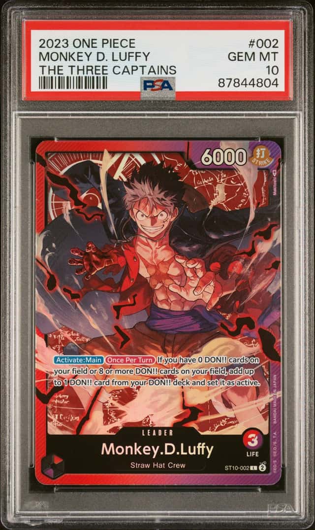 2023 ONE PIECE ULTRA DECK ST10-THE THREE CAPTAINS #002 MONKEY D. LUFFY PSA 10