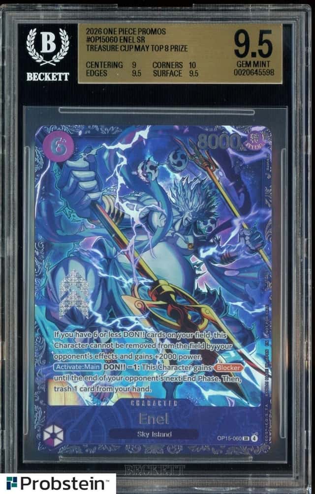2026 One Piece Promos OP15060 Enel SR Treasure Cup May Top 8 Prize BGS 9.5