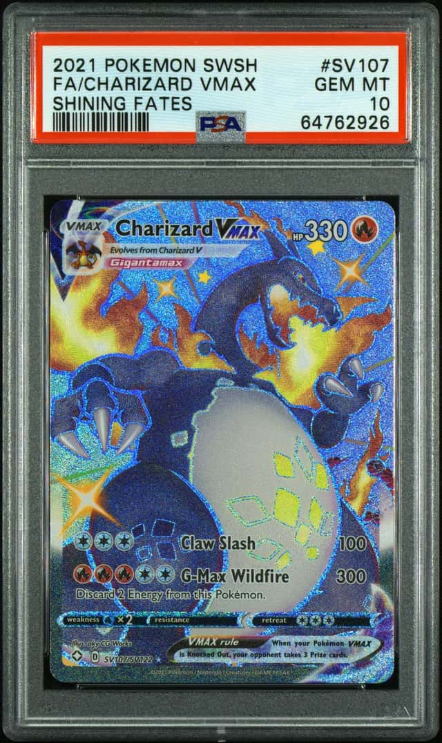 POKEMON CHARIZARD VMAX 2021 SWORD & SHIELD SHINING FATES #SV107 FA PSA 10