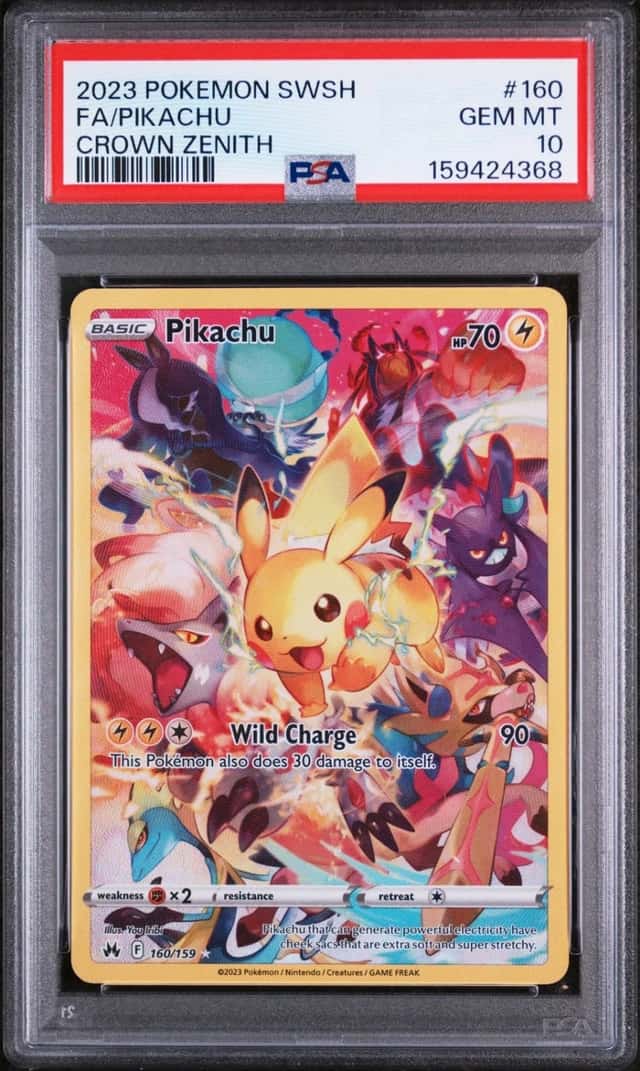2023 POKEMON SWORD & SHIELD CROWN ZENITH #160 FULL ART/PIKACHU PSA 10