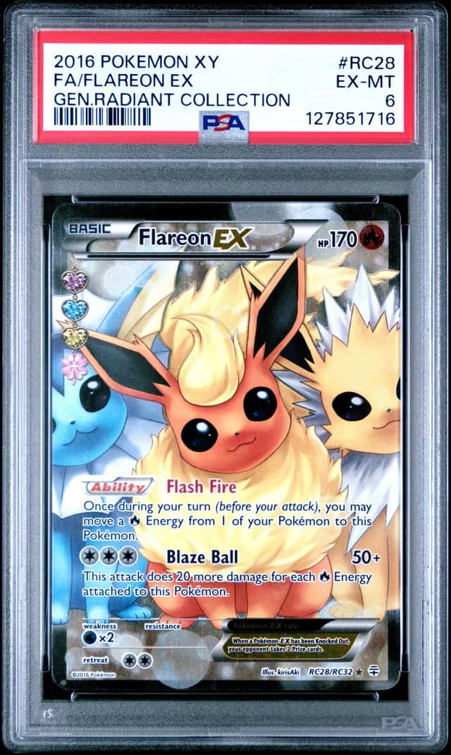 Pokemon 2016 Generations Radiant Collection Flareon EX RC28 Full Art Holo PSA 6