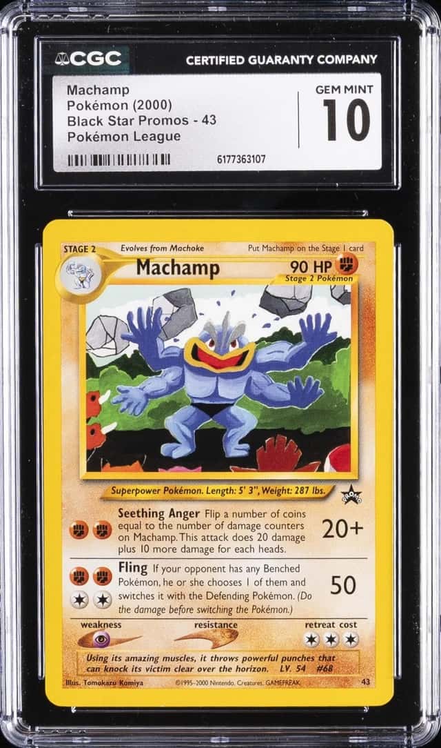 2000 POKEMON BLACK STAR PROMO POKEMON LEAGUE #43 MACHAMP CGC 10 GEM MINT