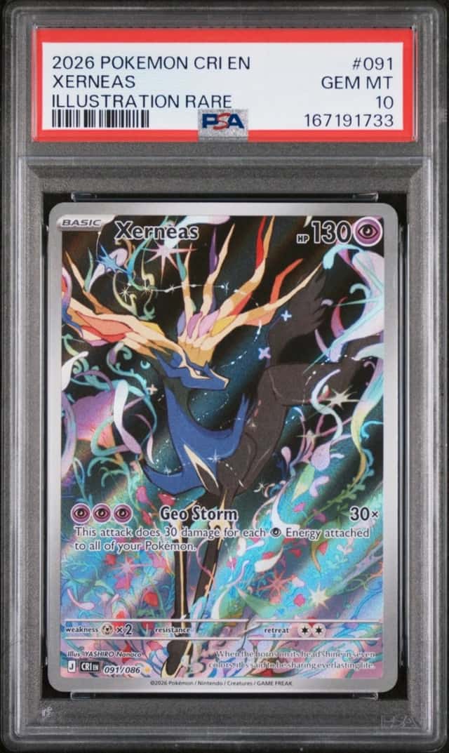 2026 POKEMON CRI EN-CHAOS RISING ILLUSTRATION RARE #091 XERNEAS PSA 10
