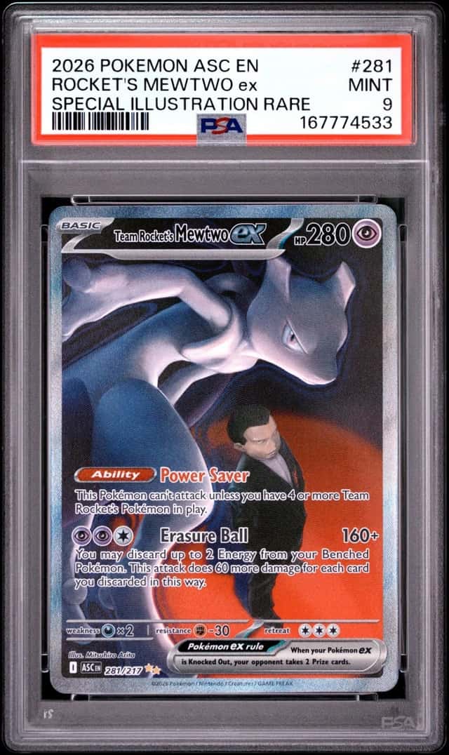 2026 POKEMON ASCENDED HEROES SPECIAL ILLUSTRATION TEAM ROCKET'S MEWTWO EX PSA 9