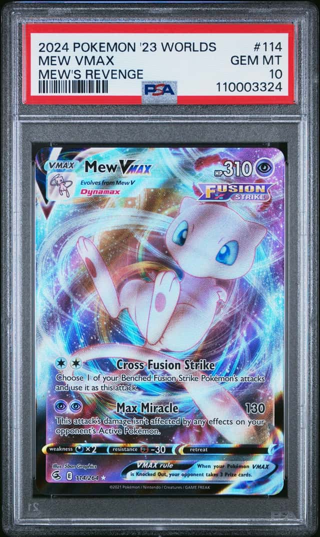 2021 Pokemon MEW VMAX #114/264 Fusion Strike Ultra Rare ENG PSA 10 Error Label