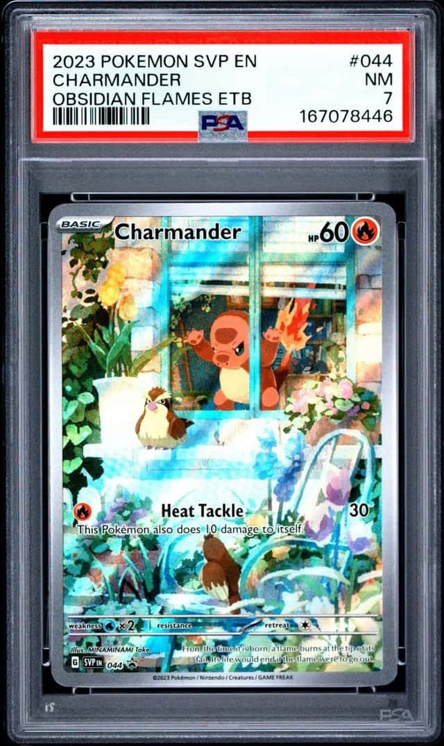 2023 POKEMON SVP OBSIDIAN FLAMES ELITE TRAINER BOX #044 CHARMANDER PSA 7