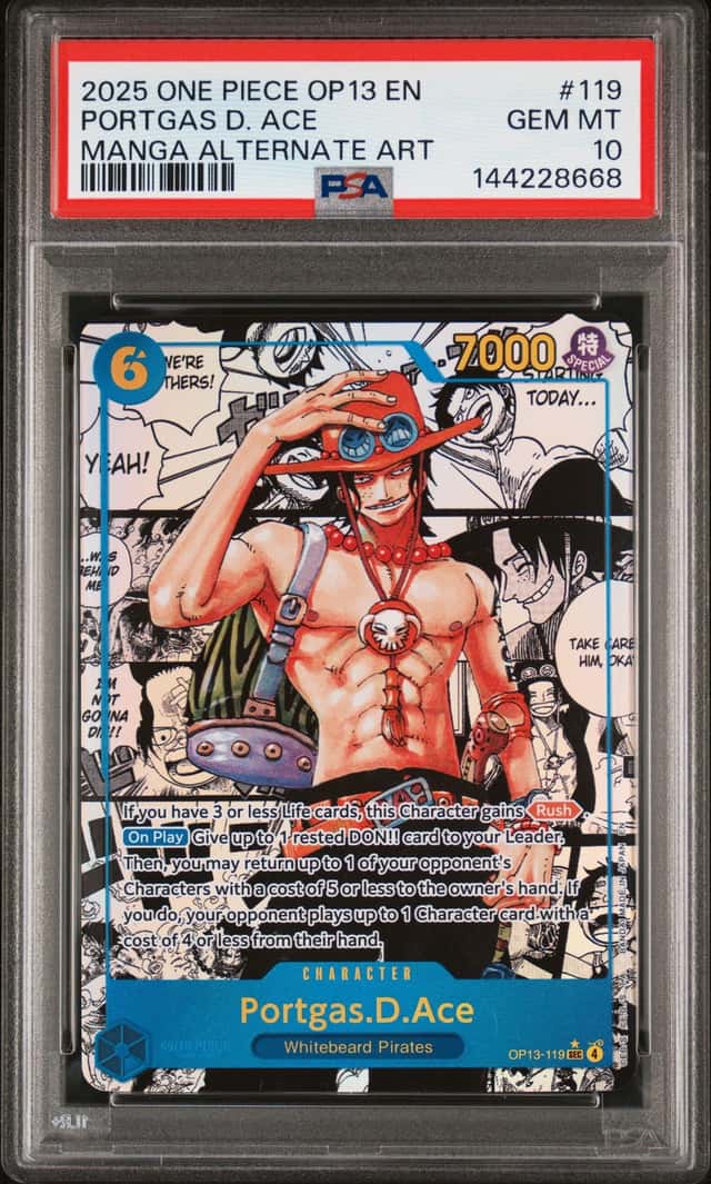 2025 One Piece Carrying On His Will Manga Alternate Art Portgas D. Ace #OP13-119