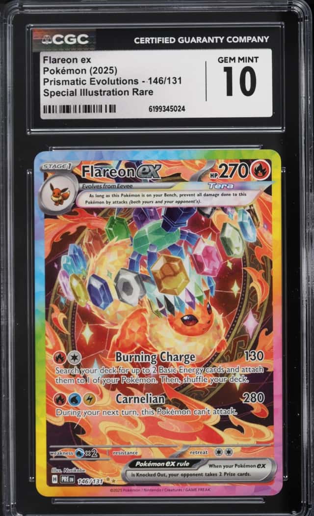 2025 Pokemon Scarlet & Violet Prismatic Evolutions SIR Flareon Ex #146 CGC 10 GEM MINT