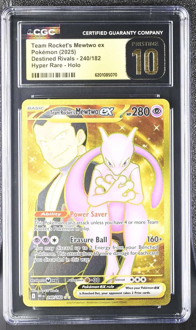 2025 Pokemon SV Destined Rivals Gold Rare Team Rocket's Mewtwo EX #240 CGC 10 PRISTINE