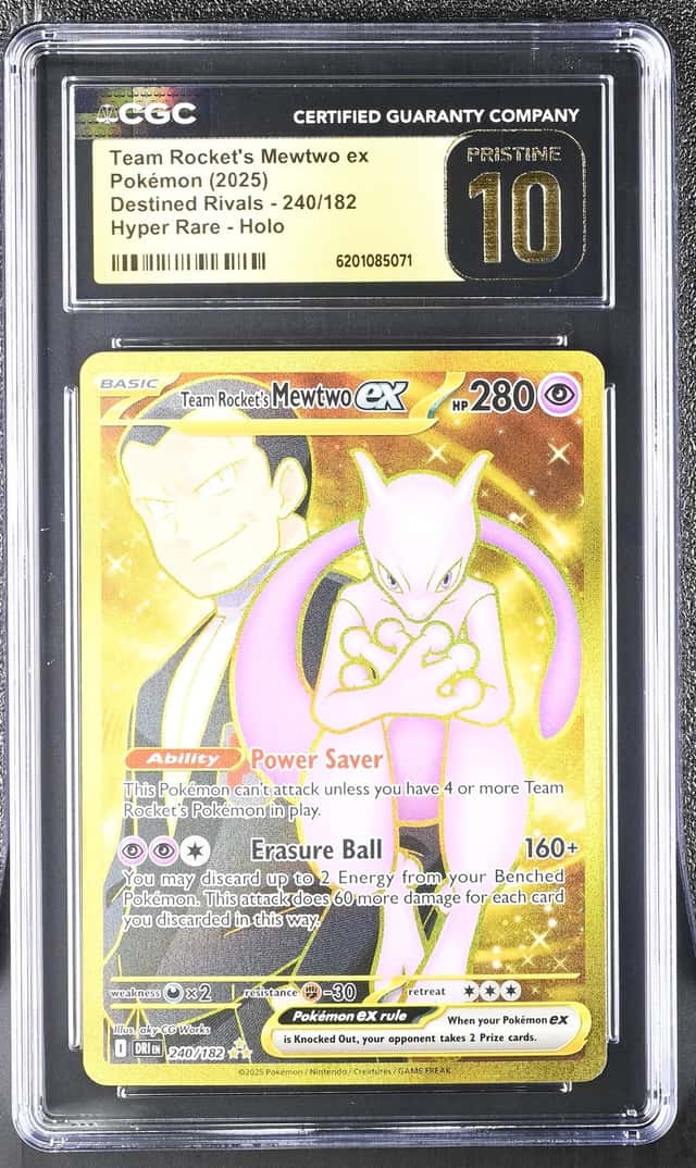 2025 Pokemon SV Destined Rivals Gold Rare Team Rocket's Mewtwo EX #240 CGC 10 PRISTINE