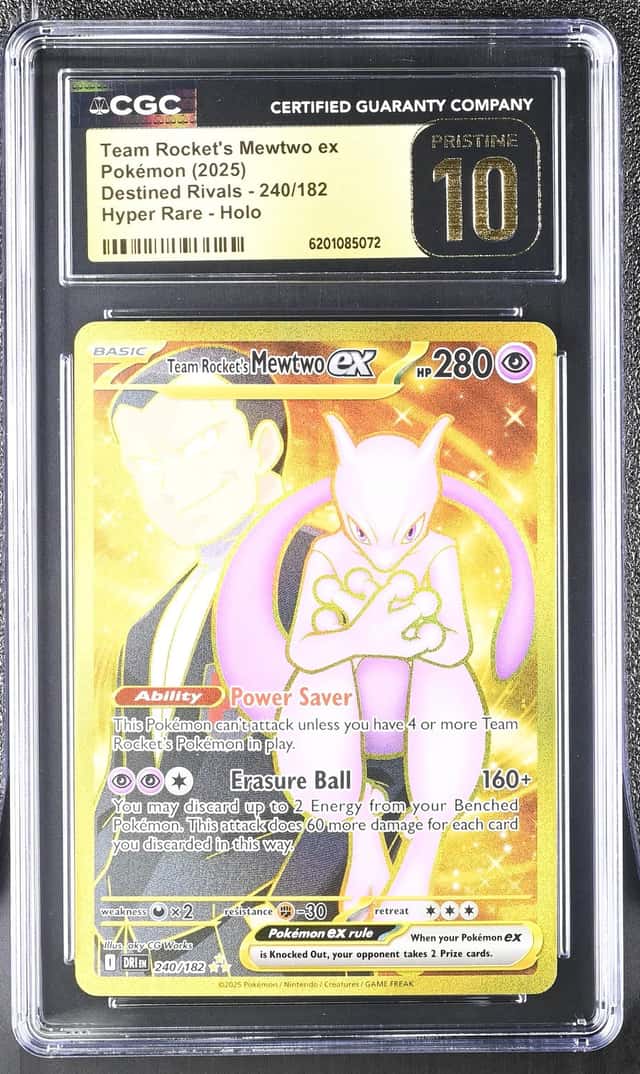 2025 Pokemon SV Destined Rivals Gold Rare Team Rocket's Mewtwo EX #240 CGC 10 PRISTINE