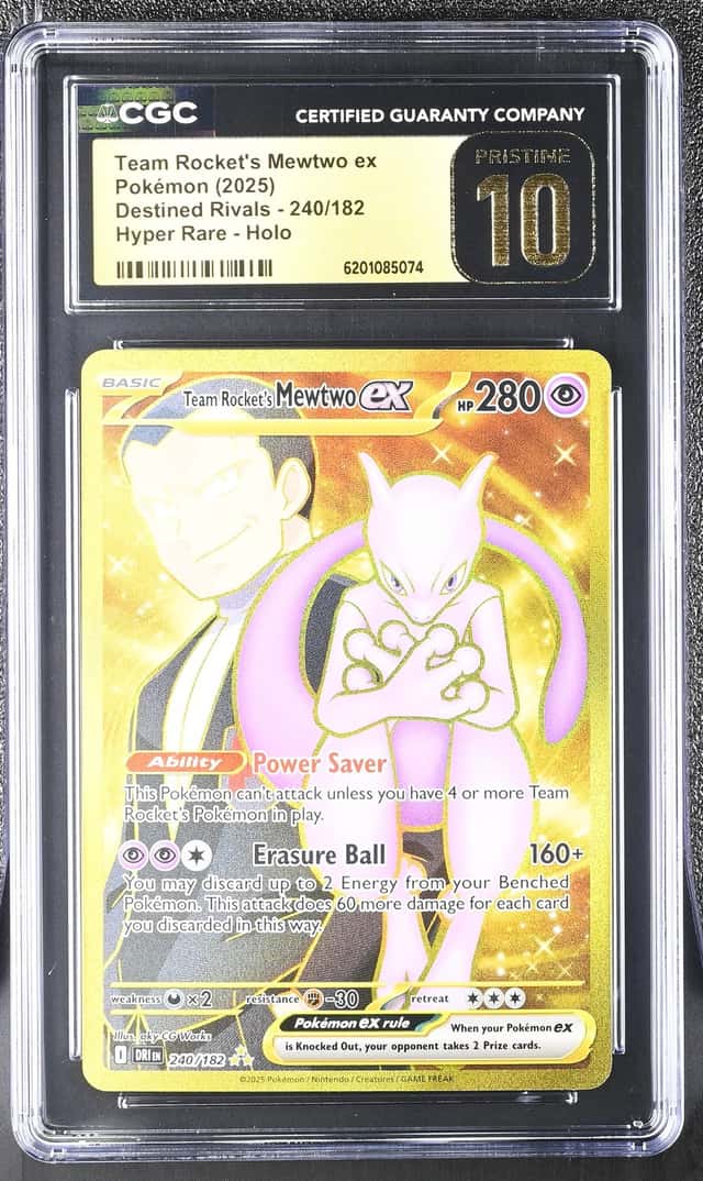 2025 Pokemon SV Destined Rivals Gold Rare Team Rocket's Mewtwo EX #240 CGC 10 PRISTINE