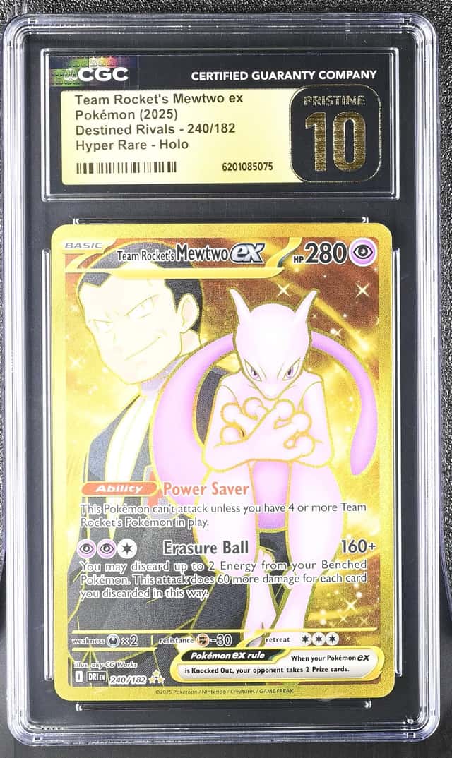 2025 Pokemon SV Destined Rivals Gold Rare Team Rocket's Mewtwo EX #240 CGC 10 PRISTINE