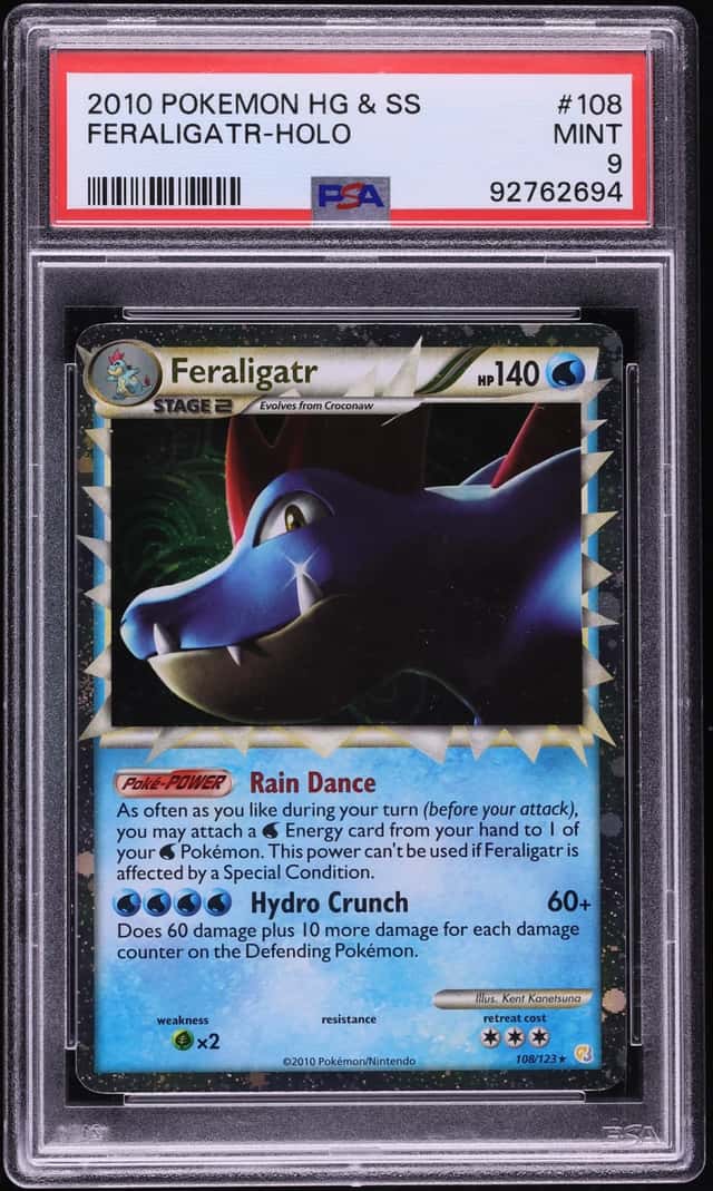 2010 Pokemon HeartGold & SoulSilver Holo Feraligatr #108 PSA 9 MINT