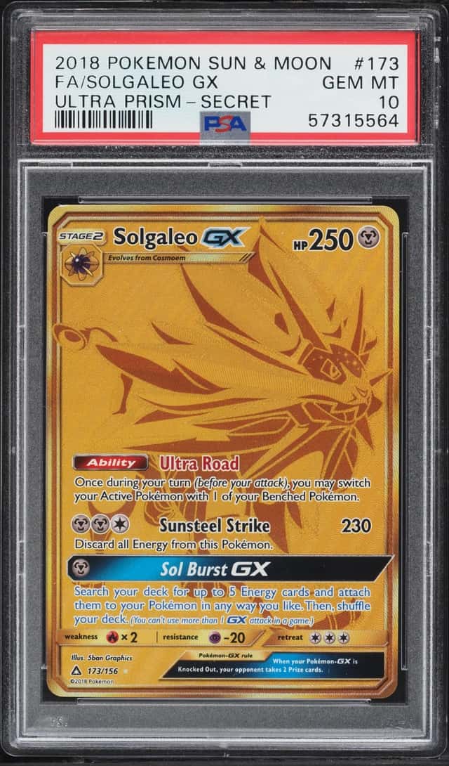 2018 Pokemon Sun & Moon Ultra Prism SEC Solgaleo GX #173 PSA 10 GEM MINT