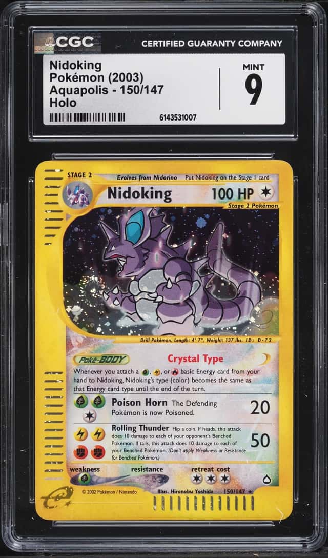 2003 Pokemon Aquapolis Holo Crystal Nidoking #150 CGC 9 MINT