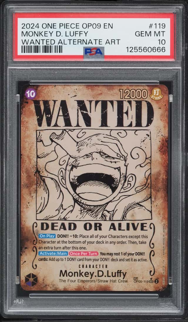 2024 One Piece Emperors In New World Wanted SP SEC Alt Art Monkey D. Luffy #OP09-119 PSA 10 GEM