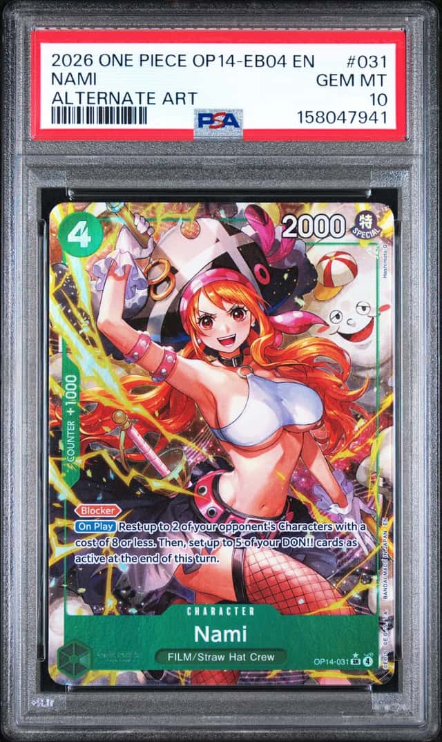 2026 One Piece OP14-EB04 Azure Sea's Seven EN #031 Nami Alternate Art PSA 10